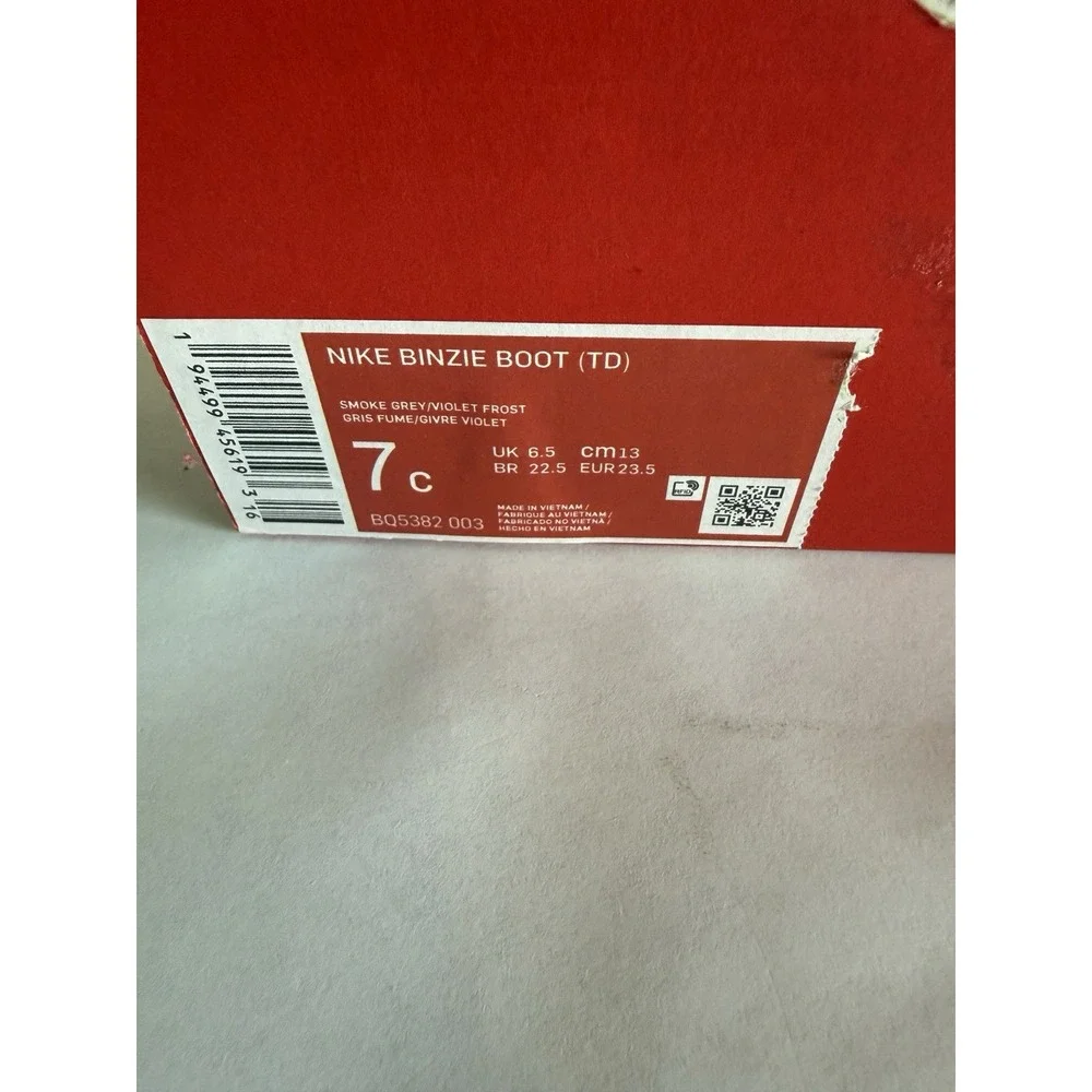Nike Toddler Size 7C BINZIE Boot Rain Snow Boots Waterproof Grey Purple NEW